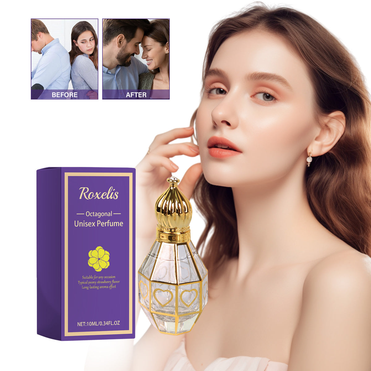 Octagonal Unisex Perfume, Fresh And Natural Niche Couple Dating Fragrance For Men And Women Lasting Fragrance