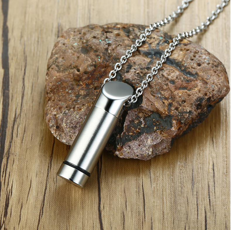 Vnox Minimalist Tube Urn Necklace for Men Women Stainless Steel Ashes Perfume Diffuser Vial Pendant Cremation Keepsake Jewelry