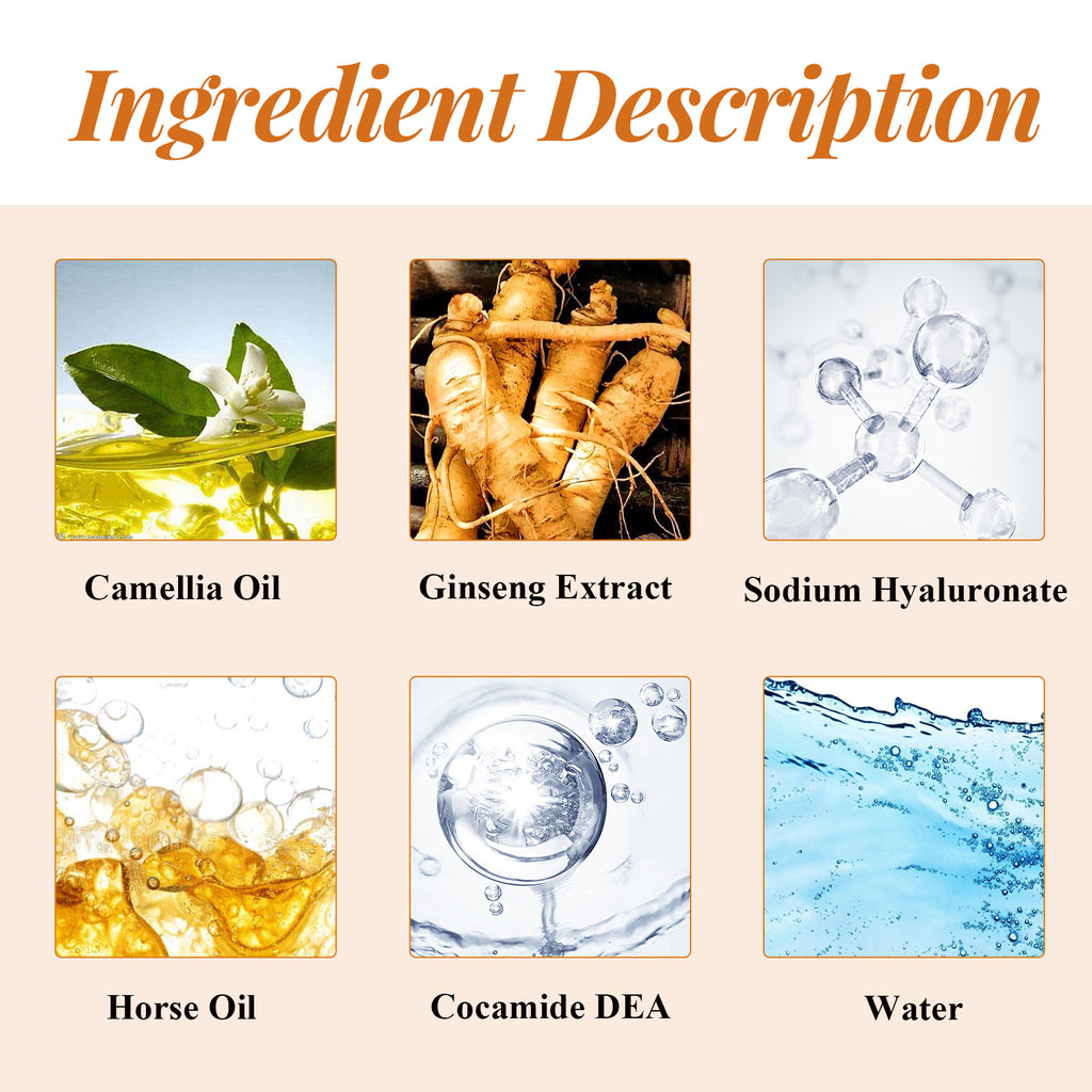 Horse Oil Shampoo Deep Cleaning Scalp Dandruff Control Oil Control Fluffy Hair Moisturizing Hair Care