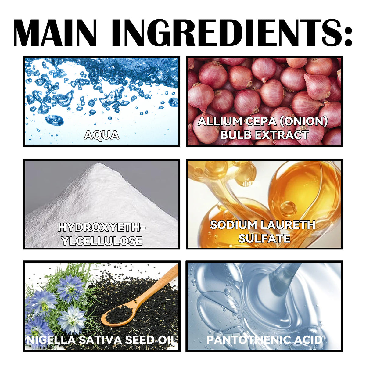Red Onion Black Seed Oil Shampoo, Clean Scalp Easy Anti-Dandruff Smooth Hair Oil Control Shampoo