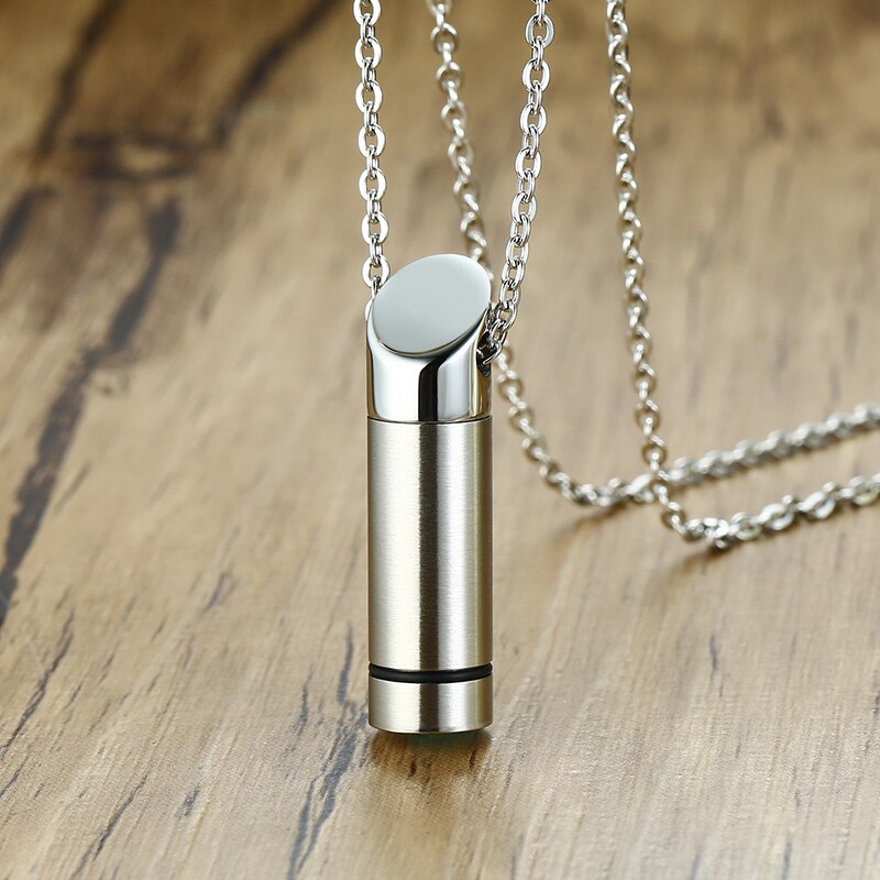 Vnox Minimalist Tube Urn Necklace for Men Women Stainless Steel Ashes Perfume Diffuser Vial Pendant Cremation Keepsake Jewelry