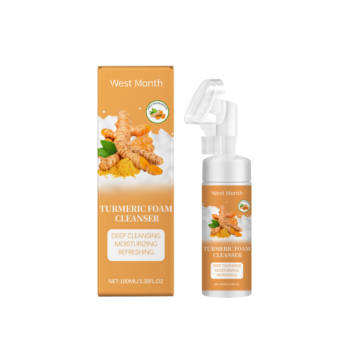 West&Month Turmeric Foam Cleanser Gentle Cleansing Pore Cleanser Refreshing Moisturizing Moisturizing Cleanser