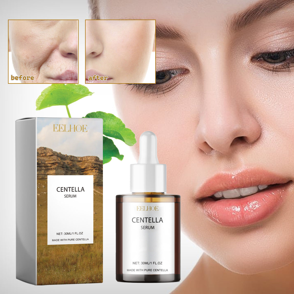 Centella Serum, Intensive Moisturizing Improve Dry Skin Smooth And Tender Skin Brighten Hydrating Essence